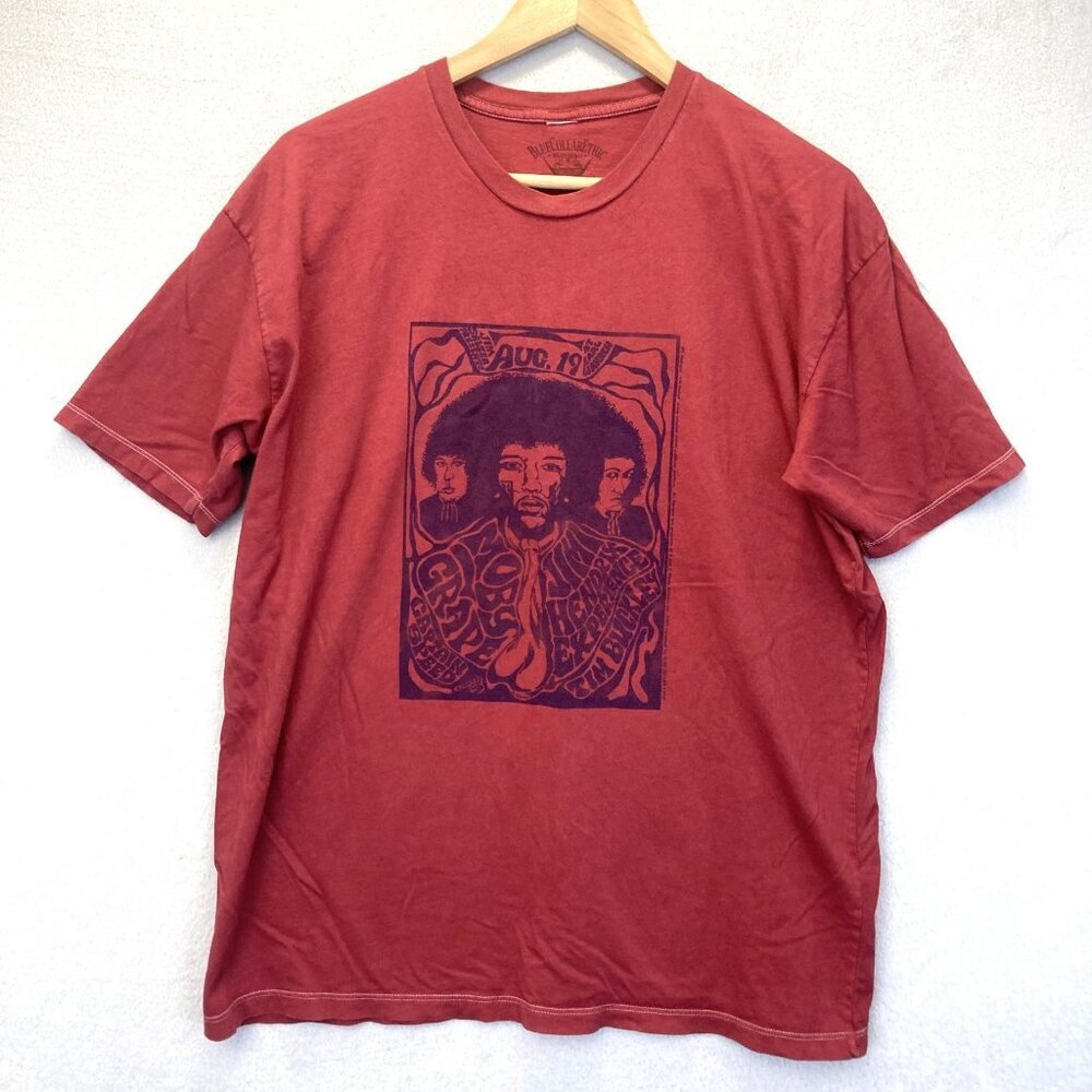 Y2K Jimi‎ Hendrix Experience T-Shirt Mens XL Red Band Graphic Tee RARE